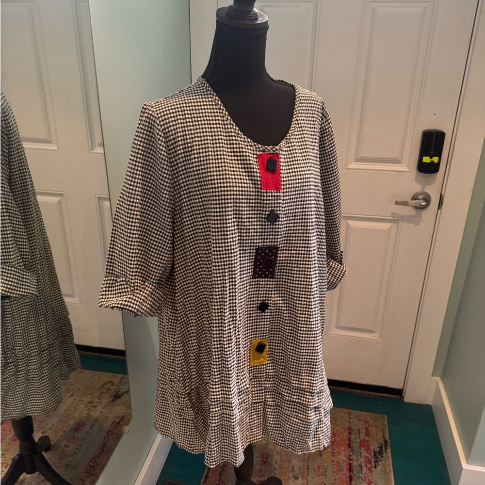 Checkered Tunic with Colorful Accents